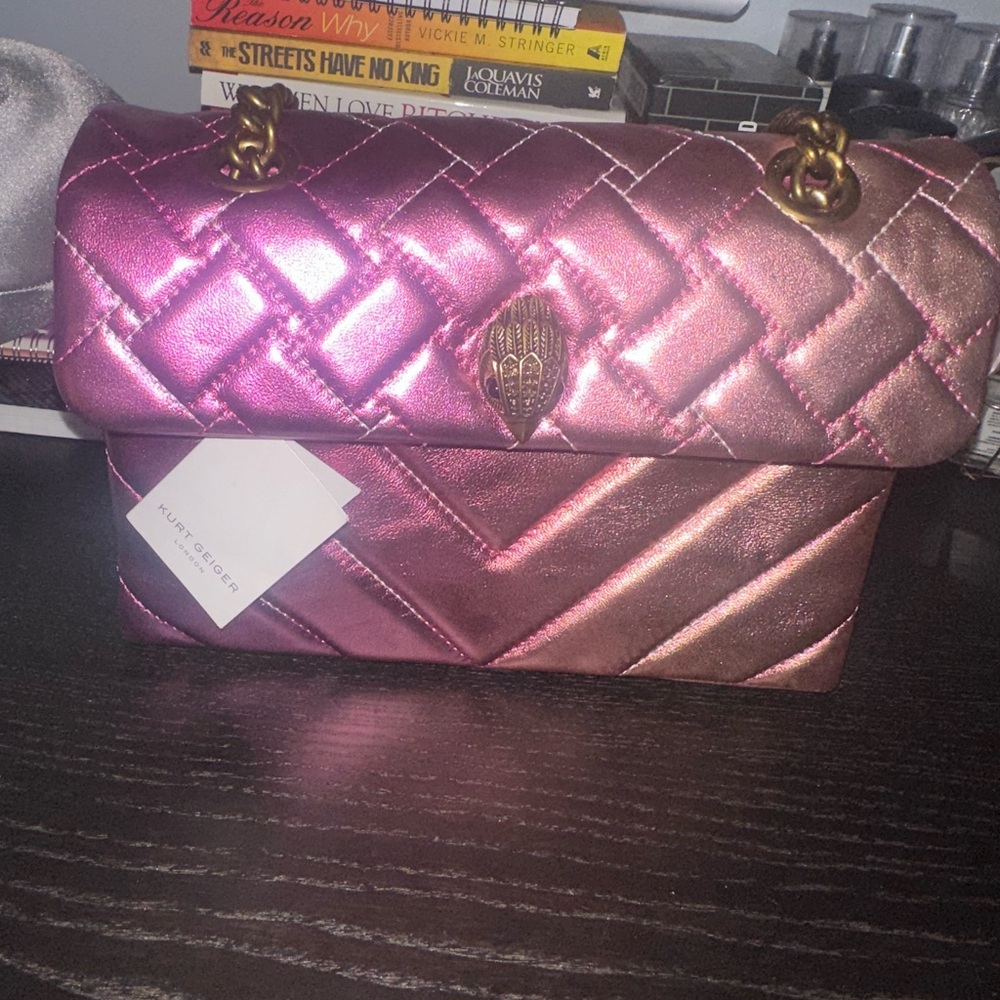 Kurt Geiger Metallic Pink Quilted Shoulder Bag